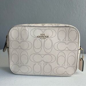 Coach Mini Camera Bag In Signature Canvas | Leather | Chalk | No strap included